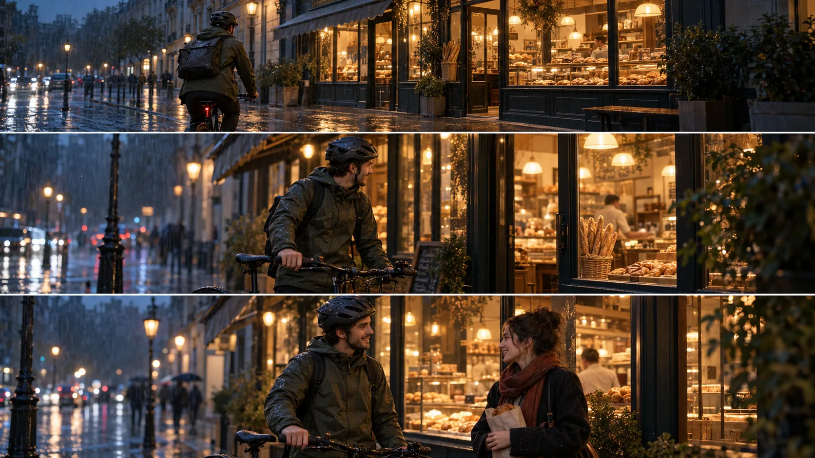 AI-generated cinematic character appearing consistently across multiple shots and reference-guided scenes.