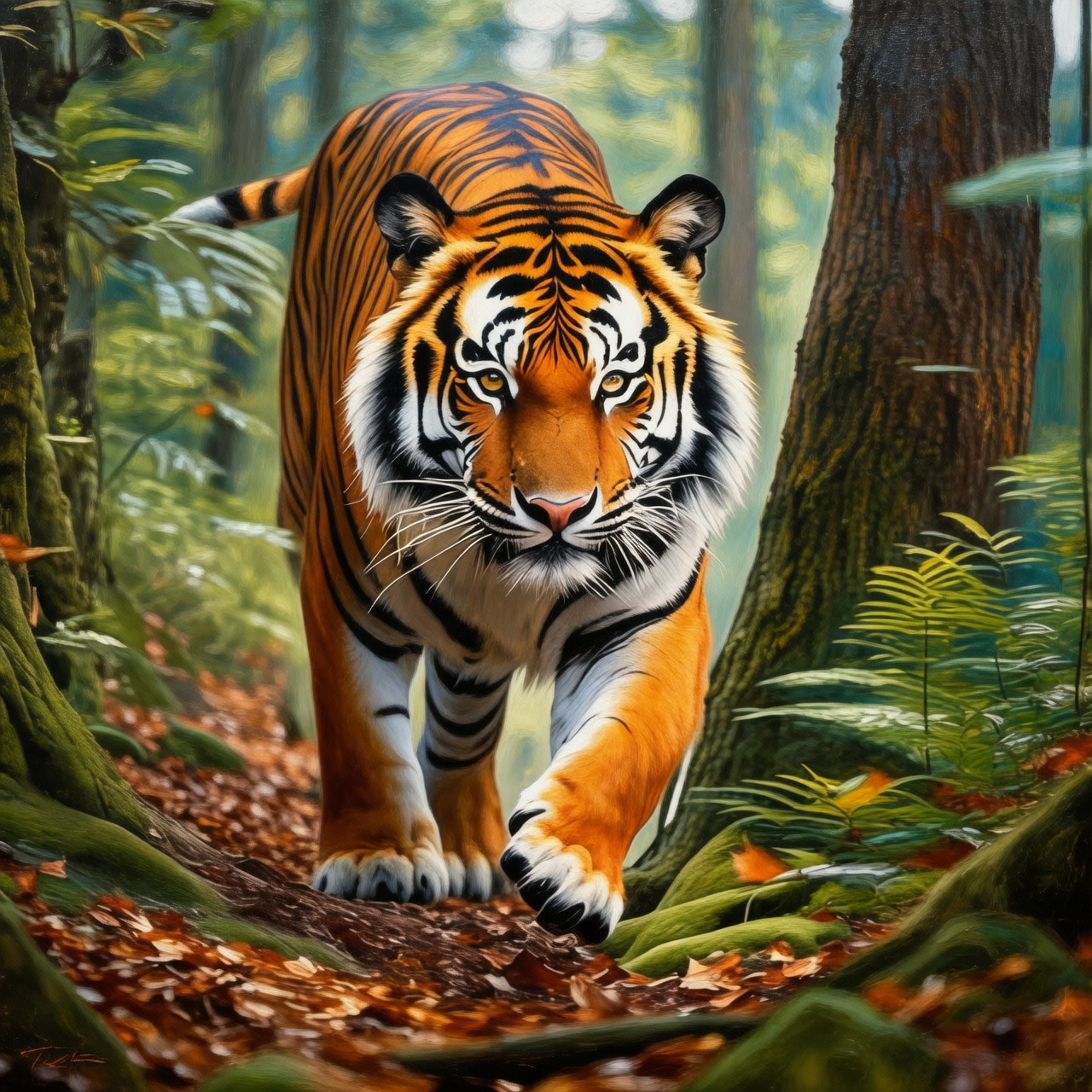 Transform this image into a majestic painting style with vibrant colors